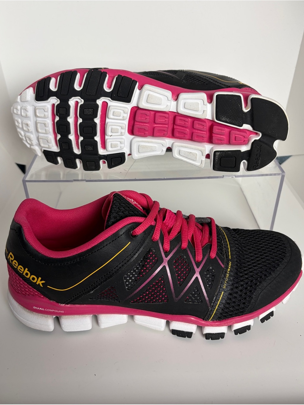 Reebok RealFlex Train 3D FuseFrame Running Shoes Black Pink; Women’s Size 9